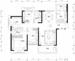 恒大西辰绿洲1期4室2厅2卫136.00平户型