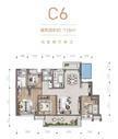 万达公园里4室2厅2卫118.00平户型
