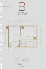 保利时代里商厦 2室 72.39平米