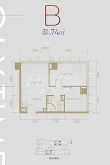 保利时代里商厦2室72.39平户型
