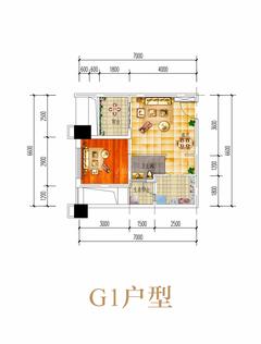 洲际亚洲湾1室1厅1卫49.06平户型