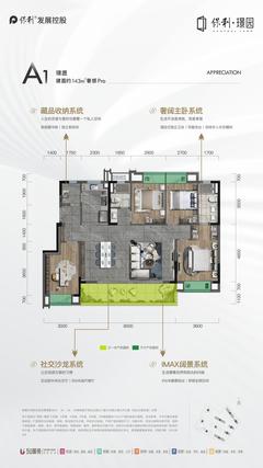 保利璟园1期4室2厅2卫143.00平户型