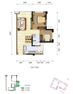 佳兆业广场2室2厅1卫70.00平户型