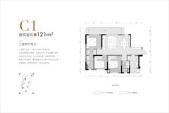 锦悦尚玺小区1期3室2厅2卫121.00平户型