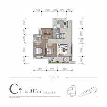 柏云府·瑞云阁1期3室2厅2卫107.00平户型