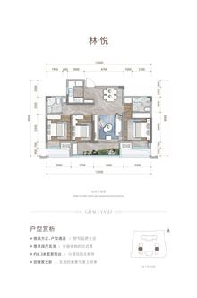 上林居1期3室2厅2卫106.04平户型
