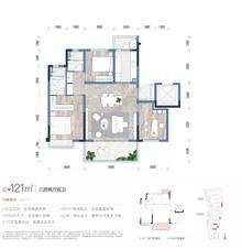 北湖云湾2期3室2厅2卫121.00平户型