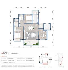 北湖云湾2期3室2厅2卫121.00平户型