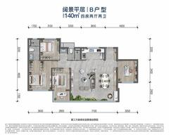 龙湖九里熙上小区1期4室2厅2卫140.00平户型