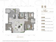 新川天珺央珺小区1期4室2厅2卫143.00平户型