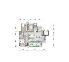 万科金域蓝岸郡1期3室2厅2卫116.00平户型