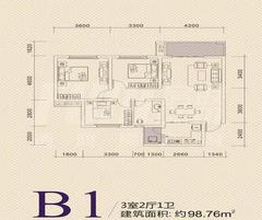 广泽长河郡3期奥格斯堡3室2厅1卫98.76平户型