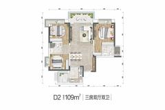 同森锦逸1期3室2厅2卫108.73平户型