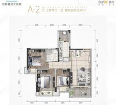 成都融创文旅城1期1室91.00平户型