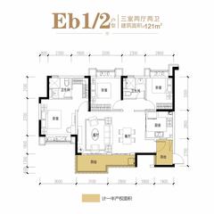 恒大林溪郡3室2厅2卫121.00平户型