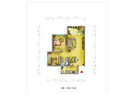 蜀南春郡大源里1期2室2厅1卫77.30平户型