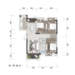 尚锦园3室2厅1卫99.38平户型