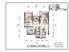 四季豪庭3室2厅2卫102.00平户型