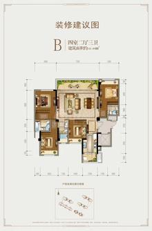 蓝光·雍锦世家二期1期4室2厅3卫151.00平户型