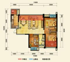 中铁二局玛塞城3室2厅1卫86.26平户型