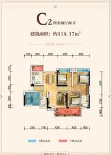 金都华府3期 4室2厅2卫 118.44平米