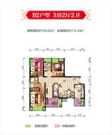 洛带博客小镇锦园 3室2厅2卫 100.89平米