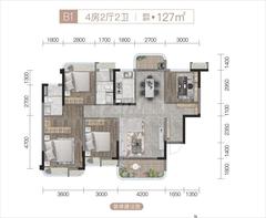 金山云庭1期4室2厅2卫127.00平户型
