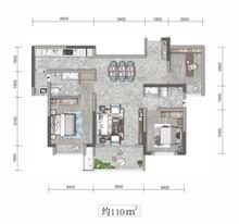 铁投紫瑞府1期3室2厅2卫110.00平户型