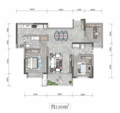 铁投紫瑞府1期3室2厅2卫110.00平户型