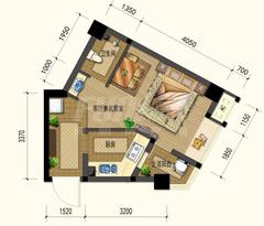 龙城半岛1室1卫38.94平户型