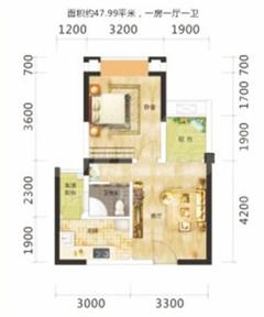 光华碧邻1室1厅1卫47.00平户型