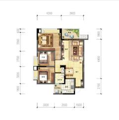 翡翠名邸1期3室2厅1卫90.26平户型