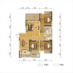 春天国际3室2厅2卫98.28平户型