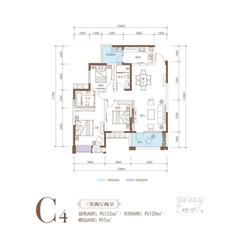 南湖滨江3室2厅2卫122.00平户型