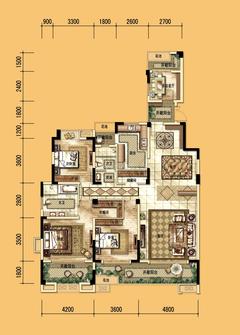古川上苑3室2厅2卫156.66平户型