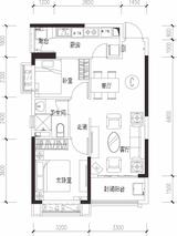恒大西辰绿洲1期 2室2厅1卫 81.00平米