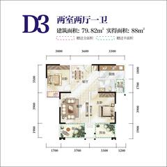 通瑞月光湖1室1厅1卫79.82平户型