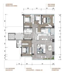 珠江铂世花园2期4室2厅3卫192.00平户型