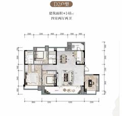 锦江绿道·锦庐1期4室2厅2卫148.43平户型