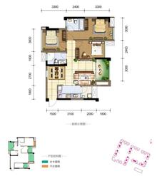 佳兆业广场3室2厅2卫88.00平户型