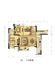 紫御熙庭3室2厅2卫113.00平户型
