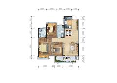 中房西江悦1期3室2厅2卫99.00平户型