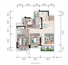 明信·云珑府1期1室109.04平户型