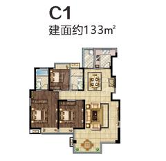 堰山和畔2期3室2厅2卫133.00平户型