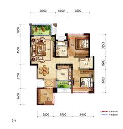 宁江大院3期2室2厅2卫82.79平户型