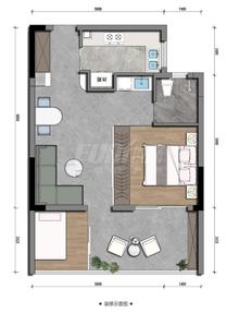 湔江云溪里小区1期1室1厅1卫58.00平户型