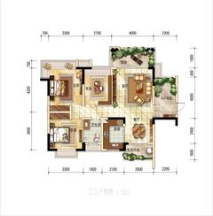 五龙山屿府（朗诗·观山樾）3室1厅1卫102.19平户型