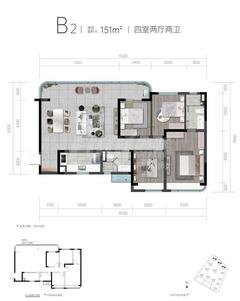华润置地未来之城1期4室2厅2卫151.00平户型