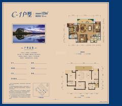 保利湖心岛2期3室2厅2卫123.00平户型