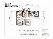 四季豪庭3室2厅1卫94.05平户型